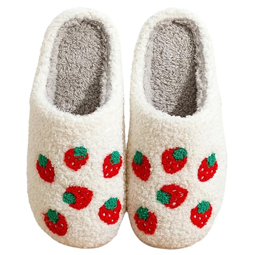 Image of Women's Men's Cute Fuzzy Heart Slippers Memory Foam Fluffy Couple Slippers Cozy House Indoor Outdoor Shoes