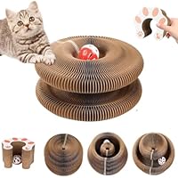 Kitty Kurlz Cat Toy,Kitty Kurlz Cat Scratching Board,Magic Organ Cat Scratcher Board,Foldable Cats Toy with Ball and Track Adventure, Retractable Reversible Furniture Protector