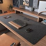 DAWNTREES Large Mouse Pad,100x40cm,Dark Grey Felt Mouse Pad,Desk Organizers and Accessories,Extra Large Desk Mat, Keyboard Mat