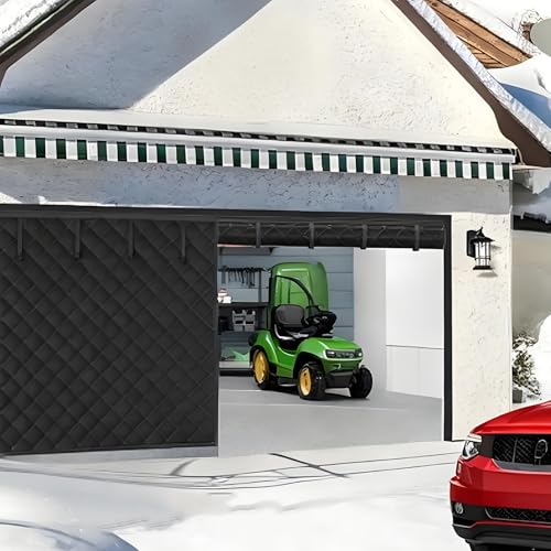 Moustiquaire de Porte de Garage pour L'hiver, Kit D'isolation de Porte de Garage, Rideau de Portes Coton, Couverture Écran Magnétique Occultation Coupe-Vent Imperméable(Black,275x215cm)