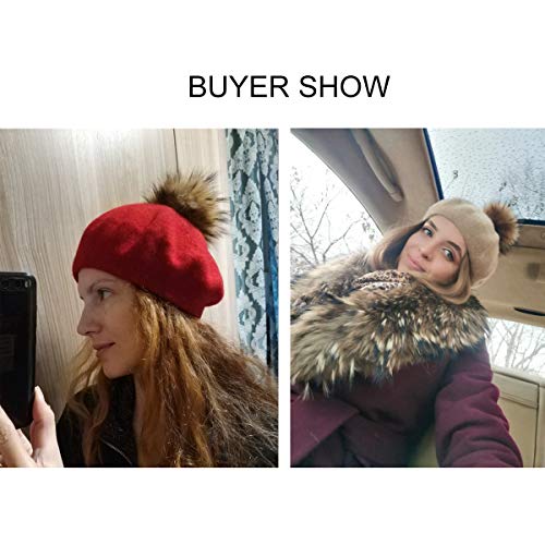 Women Beret Hat, Spring Autumn Pom Pom Beret Beanie Cap for Ladies3