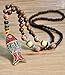 Fish Long Necklace Handmade Turquoise Wood Beads Necklace for Women Fashion Jewelry (Fish pendant)