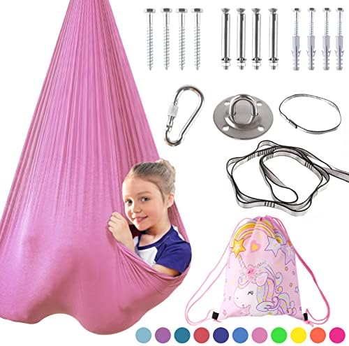 Indoor Therapy Sensory Swing, Special Needs Joy Cuddle Ceiling Snuggle Swings, Outdoor Room Adjustable Fabric Hammock, Autism, ADHD, Aspergers, Sensory Integration, Kids Boy Girl Children Teens Gift