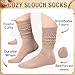 Zmart Slouchy Socks for Women Pack - Scrunch Slouch Socks for Girls Cream White Fall Gifts 90s 80s Fashion