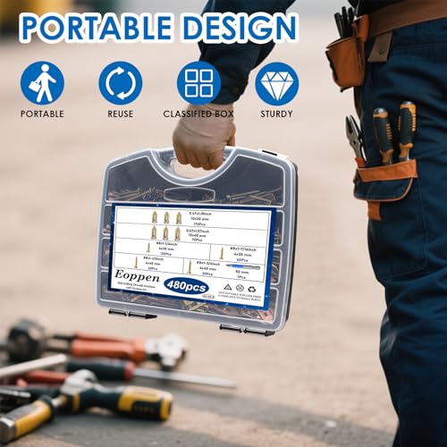 Image of 480Pcs Self Drilling Drywall Anchors with Screws Kit, 2 Sizes Sheetrock Anchors & 4 Sizes Expansion Screws, Zinc Plated Steel Drywall Anchors No Drilling Required Holds Up to 66lbs