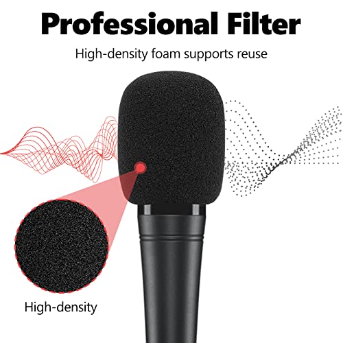 Image of Geekria for Creators Foam Windscreen Compatible with Shure MV7, BETA 57A, BETA 58A, PGA48-QTR, PGA58-XLR Microphone Antipop Windshield, Mic Wind Cover, Sponge Foam Filter (Black / 2 Pack)