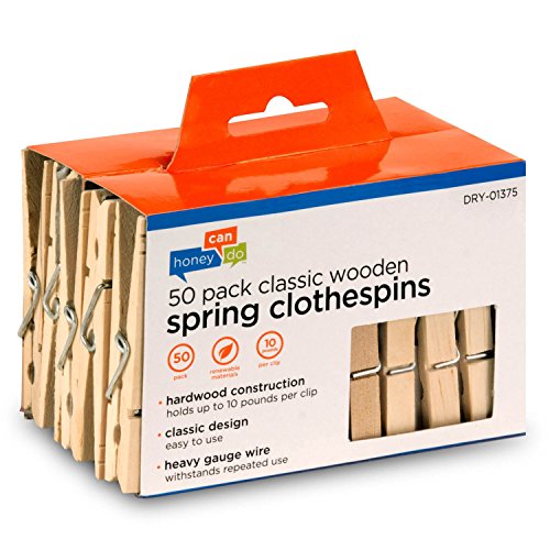 Honey-Can-Do Clothespin Wood SPRINGCLP 50PK DRY-01375