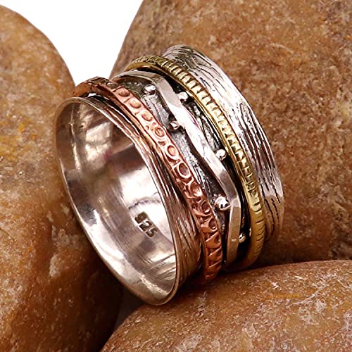 Bague spinner argent 925 cadeau de méditation unique - 3
