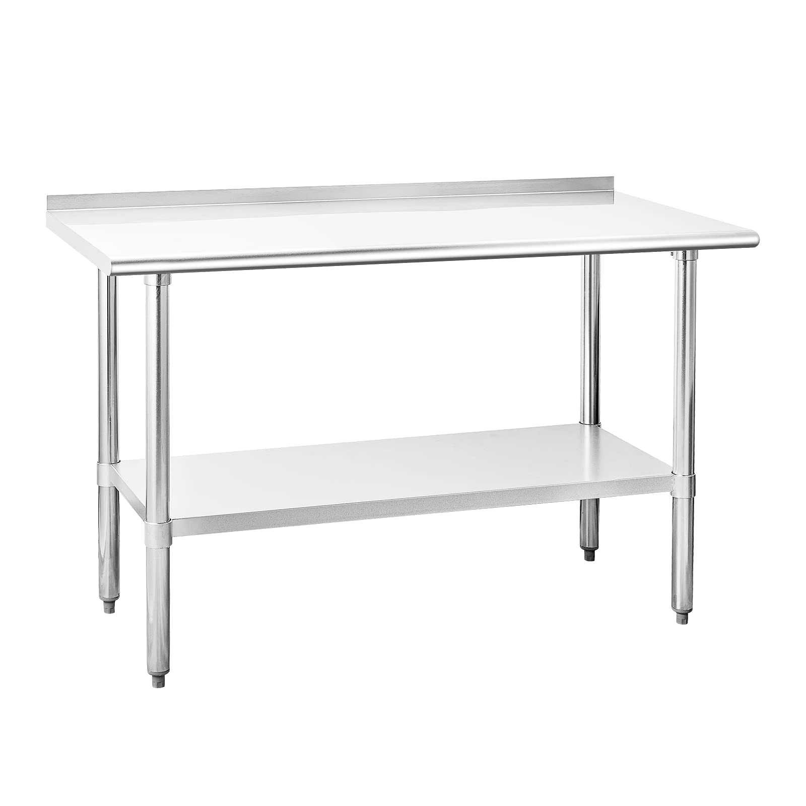 Chingoo Stainless Steel Table 24 x 60 Inches Metal Prep Table with Backsplash & Adjustable Undershelf, Stainless Table for Commercial Kitchen, Outdoor, Restaurant, Hotel & Garage