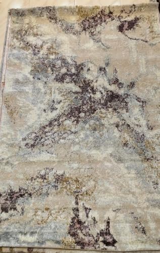 Image of 3x5 Feet (90x150 CM) Carpet for Bedroom Living Room & Hall - Metallic Rust Modern Abstract Geometric Silk-Touch Luxury Hotel-Style Washable Anti-Skid Turkish Area Rug