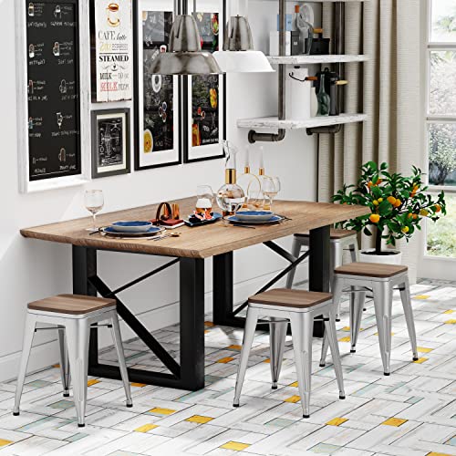 Changjie Furniture 18 Inch Stools Metal Dining Chairs Set Of 4 Stackable Kids Stools Short Stools Bar Stools Classroom Stools (18 Inch, Silver) #TOP3