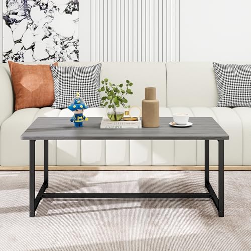 HAHRIR Table basse vintage 90 x 45 x 42 cm, table basse avec compartiment de rangement, table basse en métal, structure en métal avec étagère, facile à...