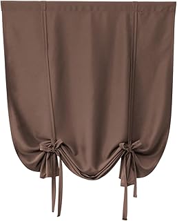 VESNIBA Curtain for Bathroom Kitchen Adjustable Balloon Roman Curtains for Small Window Room Darkening Drapes Panel Rod Pocket No Light Curtains for Bedroom (Coffee, A) - Buy now