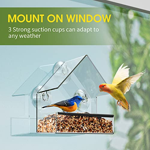 Redboat Samll Window Bird Feeder, Clear Window Bird Feeders With Strong Suction Cups, Bird House For Outside Wild Birds #TOP1