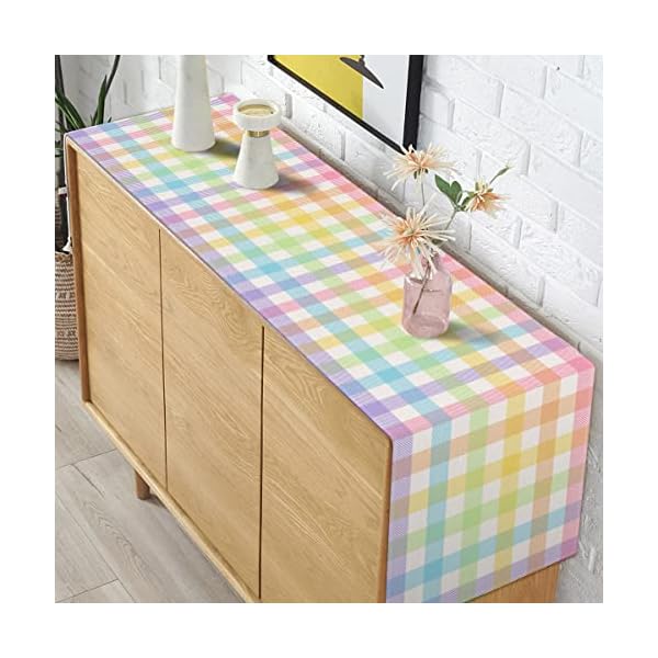 Pudodo easter buffalo plaid check table runner spring holiday farmhouse fireplace kitchen dining room home party decoration 13 x 72  urban country home decor