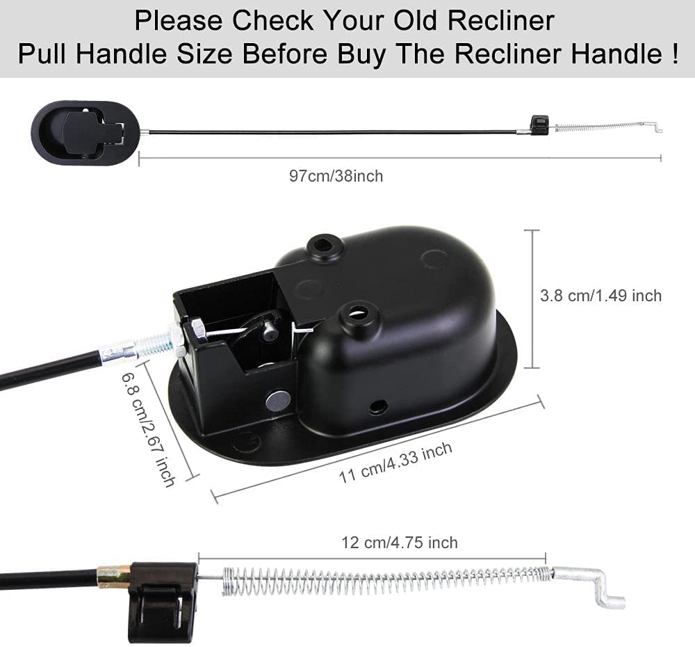 Sofa-Ersatzteile, Universal-Liegestuhl-Griff mit Kabel Ersatzteile für Lehnstuhl Pull Legierung Release Griff Entriegelungsgriff Griff für Lehnstuhl Griff-Ersatz für Couch Sofa Pull Stuhl