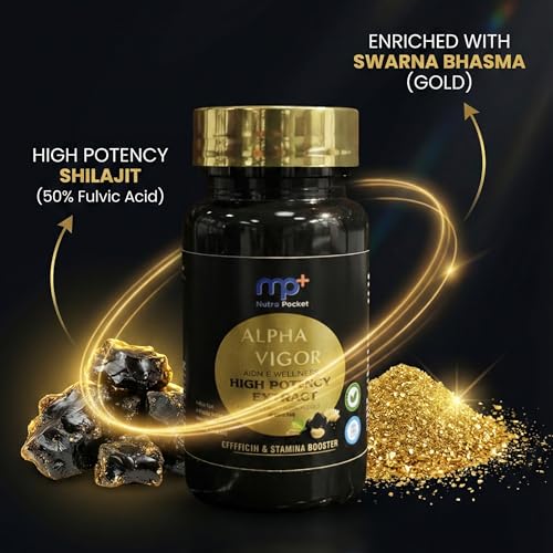 Image of Alpha Vigor Premium Ayurvedic Herbal Supplement for Men | With Swarna Bhasma (20mcg) & Pure Shilajit 250mg (50% Fulvic Acid) | Ashwagandha, Safed Musli & Kaunch Beej | Daily Vitality & Energy Support | 60 Veg Capsules