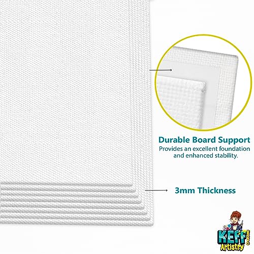 Image of KEFF Canvas for Painting - 12-Pack 8x10 Canvas Value Pack - 100% Cotton Triple Primed Small Canvases for Painting. Mini Canvases Bulk Set for Acrylic, Oil, Watercolor&Tempera - Art Supplies for Adults