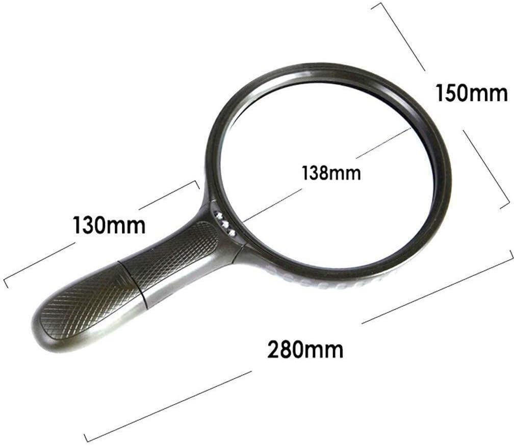 Visually Impaired Assist/Magnifying Glass 5X Handheld Illumination HD Magnifying glassswith 3 LED Light HD Lens for Book Reading Jewelry Identification Watch DIY Crafts Engraving and Repair Army Gre