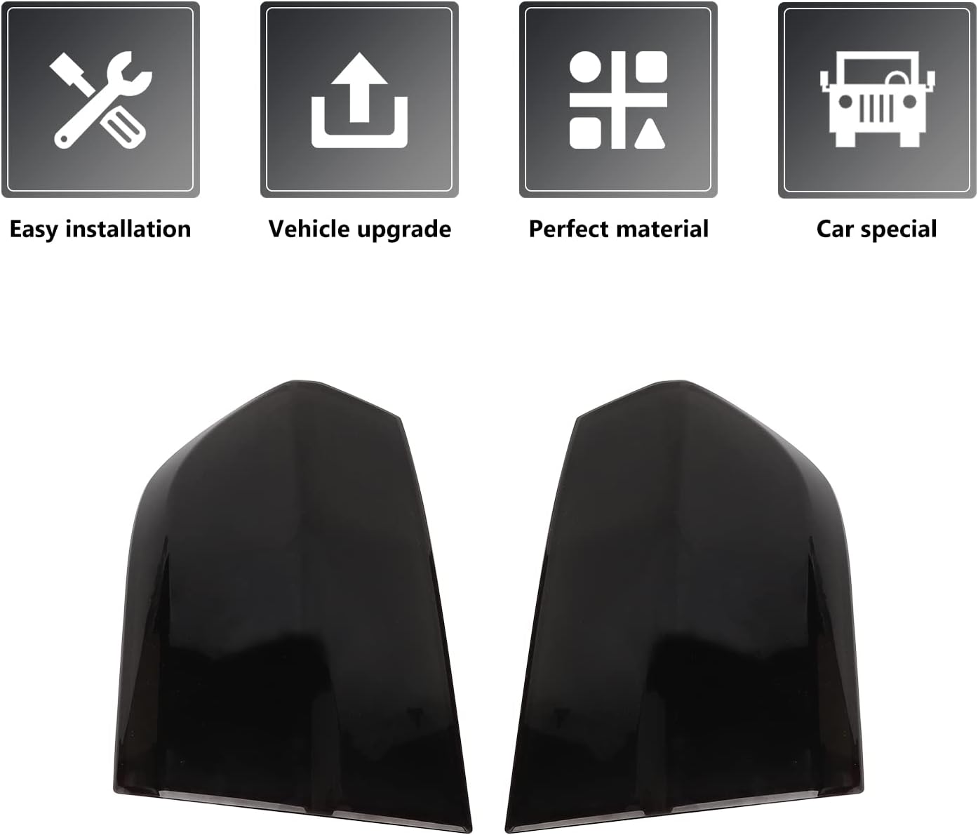 Tail Light Lamp Covers, Smoked Rear Light Guards Compatible with 2011-2014 Chrysler 300/300C Exterior Accessories, ABS Smoke Black