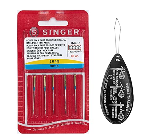 MJJEsports 50 Aghi Per Macchina Da Cucire Singer - Misura 90/14 - Punta Sferica (Ball Point) - Colore Oro