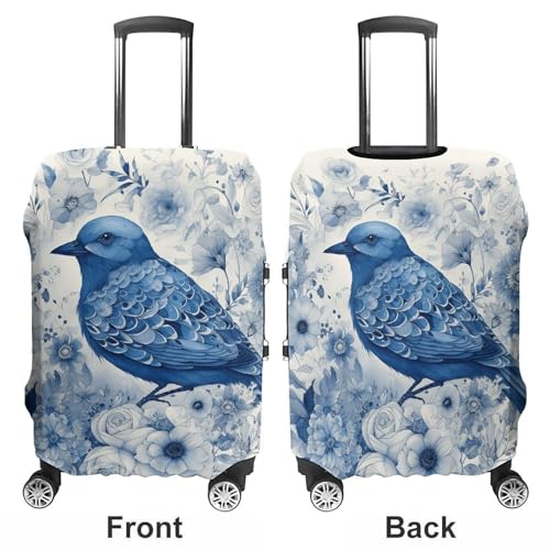 Bluebird And Flowers Luggage Cover, Washable Elastic Suitcase Cover Protector Fit 18-32 Inch Luggage3