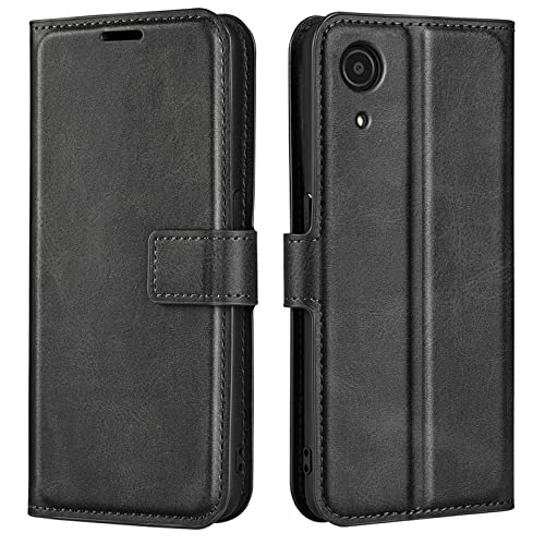 Funda Movil para Samsung A03 Core Carcasa Cuero PU Silicona Magnetic Wallet Protector Teléfono Flip Cover For Samsung Galaxy A03 Core A032F Tapa con Soporte (Black)