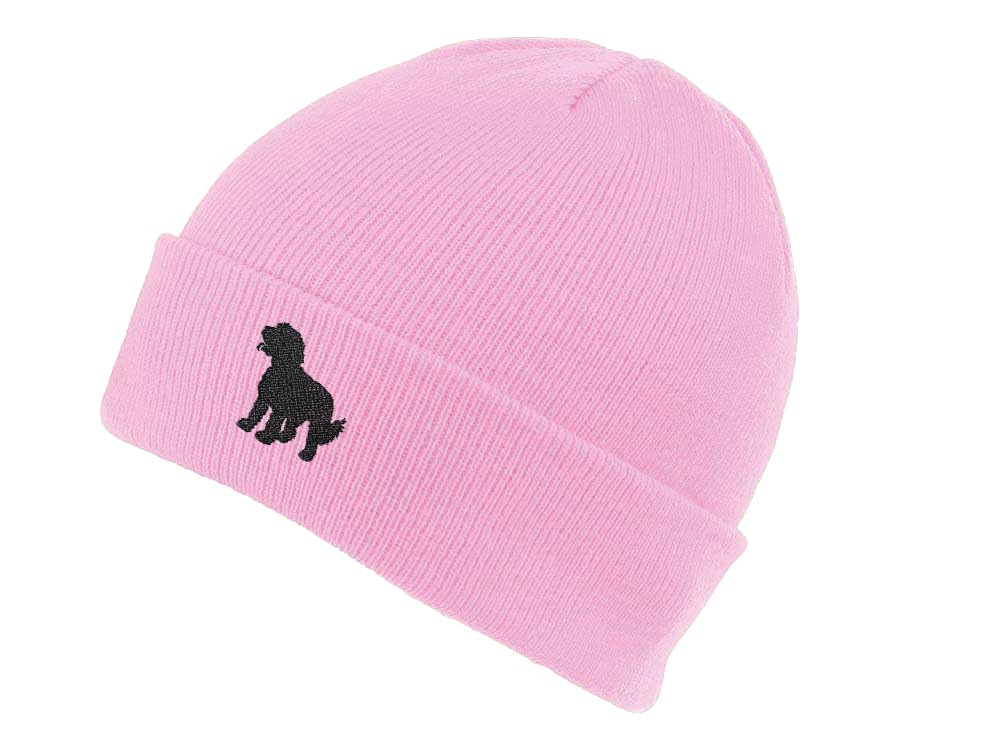 The House Of Dog Cockapoo Owner Gift. Classic Cuffed Unisex Beanie Ski Hat with Embroidered Design. Pink