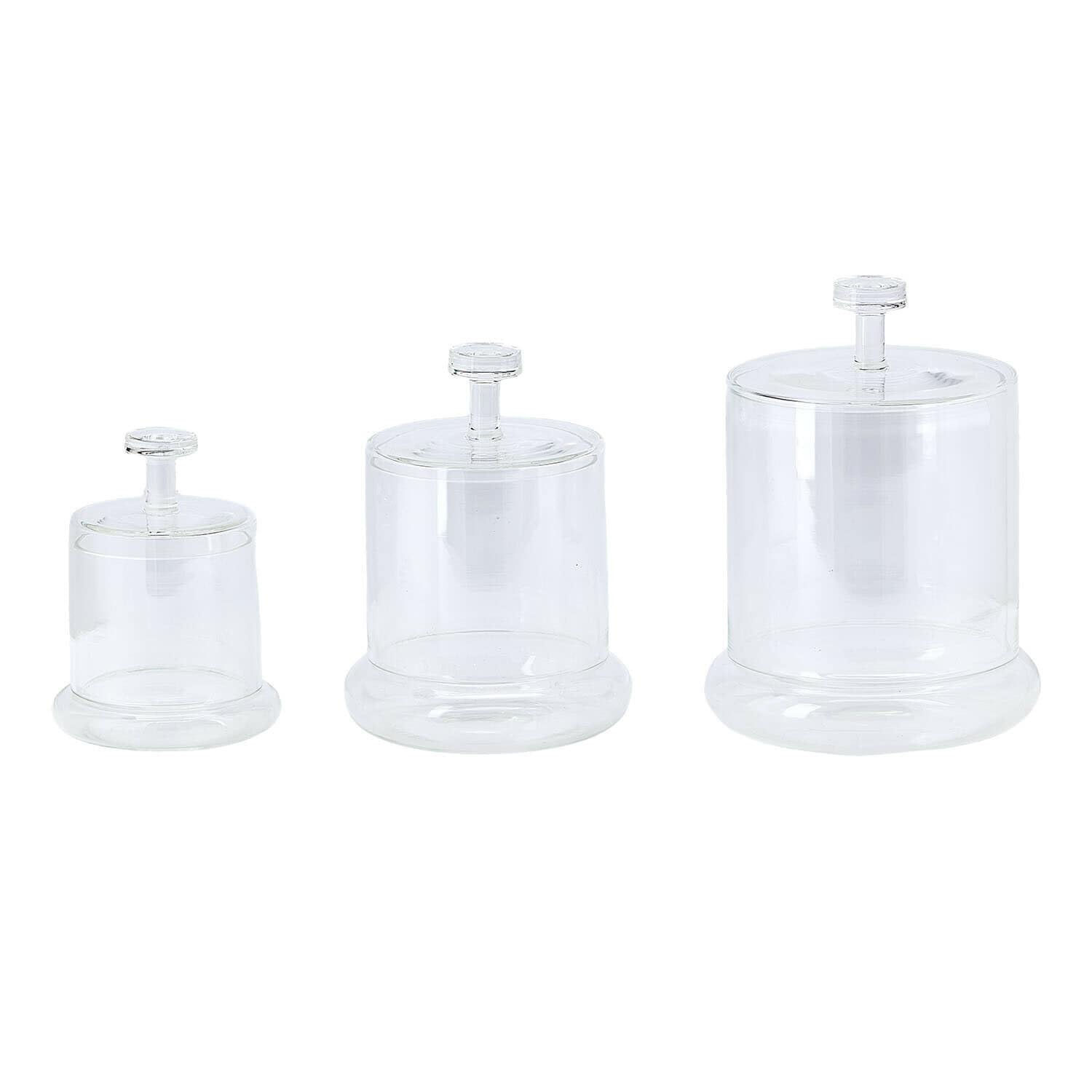 LOBERON Dose 3er Set Oirlan, klar | drei Größen - Mundgeblasen - Nostalgischer Charme - Spülmaschinenfest - Bonbonglas - Tischaccessoires - Geschirr - Glas