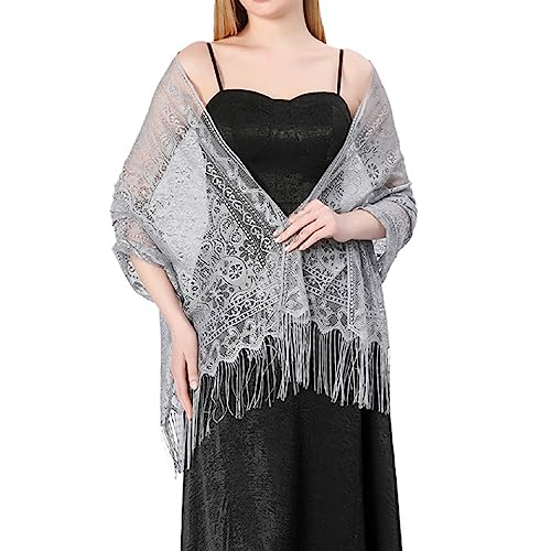 Soft Lace Shawls and Wraps for Evening Dresses Silky Scarves Pashmina for Wedding Bridesmaid Party