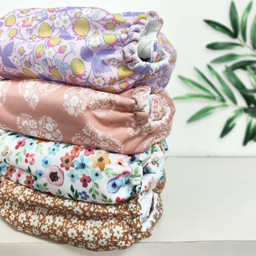 Image of Mama Koala 3.0 Pocket Cloth Diapers for Babies with AWJ Lining, 6 Pack with 6 5-Layer Natural Cloth Diaper Inserts - Reusable and Washable Pocket Diapers(A-Wild Flowers)