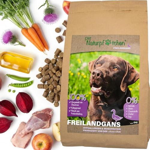 Markus-Mühle NaturNah Hundefutter, Kaltgepresst mit Hühnertrockenfleisch, Vollkornmais und Wild, 15 kg (15kg Markus Mühle Naturnah, + 800g Naturpfötchen Freilandgans Trockenfutter)