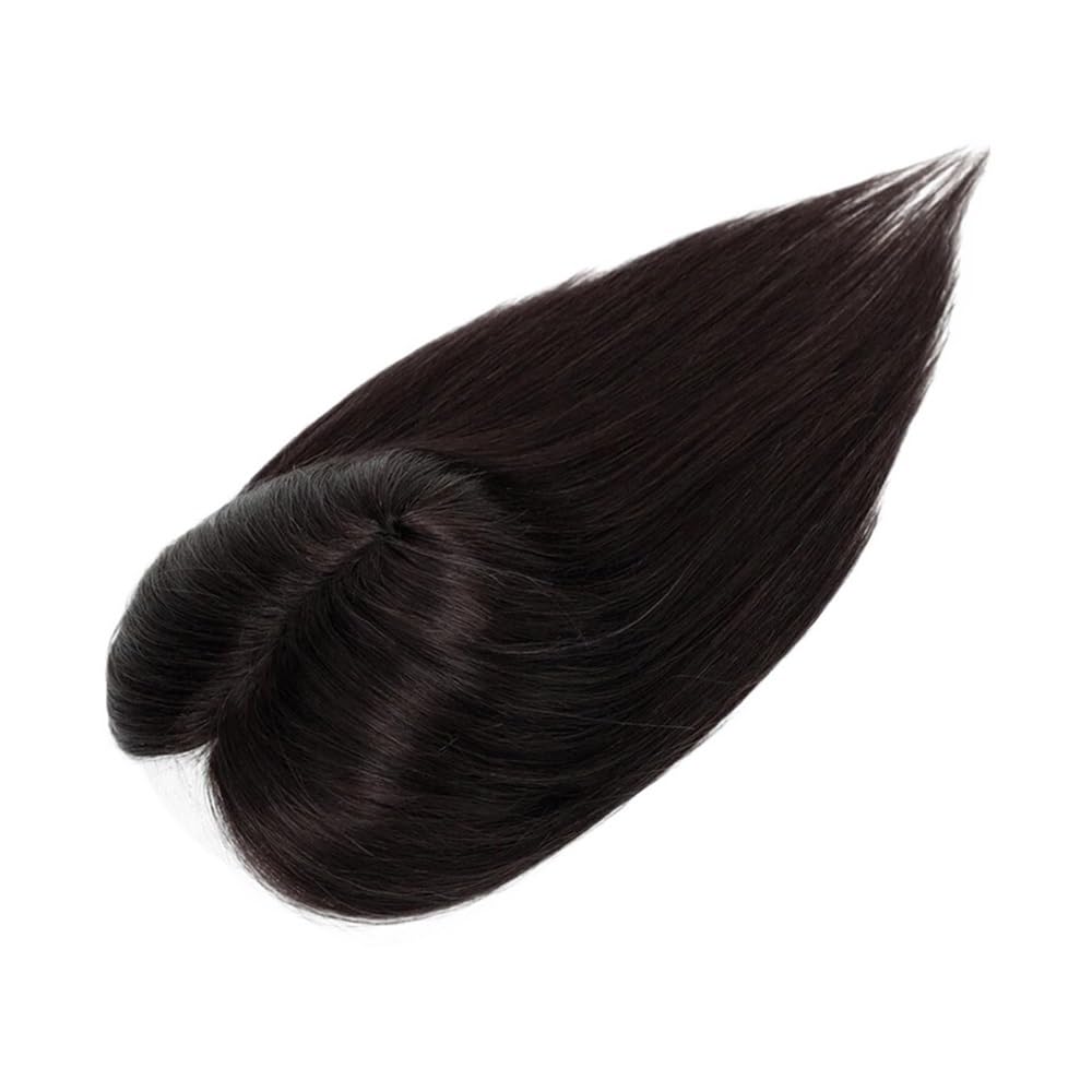 Topper for capelli umani con frangia for donne con capelli diradati | Base in pizzo 12×13 cm,Parrucchino dritto, base in morbido pizzo traspirante for le donne(Off Black,12 inches)