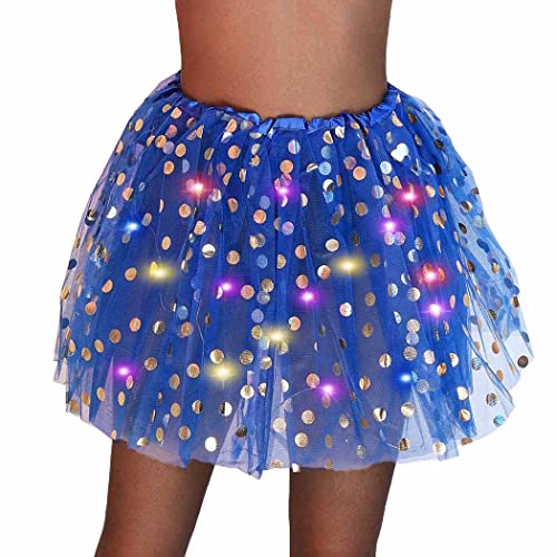 Zoestar Tulle Tutu Skirt Led Skirts Light Up Hip Scarf Shiny Party Skirt Club Night Out Costume For Women And Girls (Navy Blue) #TOP3