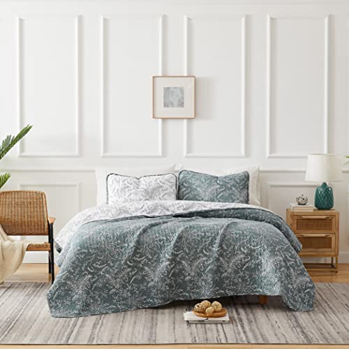 Southshore Fine Living, Inc. Reversible Floral Oversized Quilt Bedding Set, Soft Coverlet Bedspread 3-Piece With Two Matching Shams (108 In Wide X 98 In Long), Green (Teal), King/California King #TOP1
