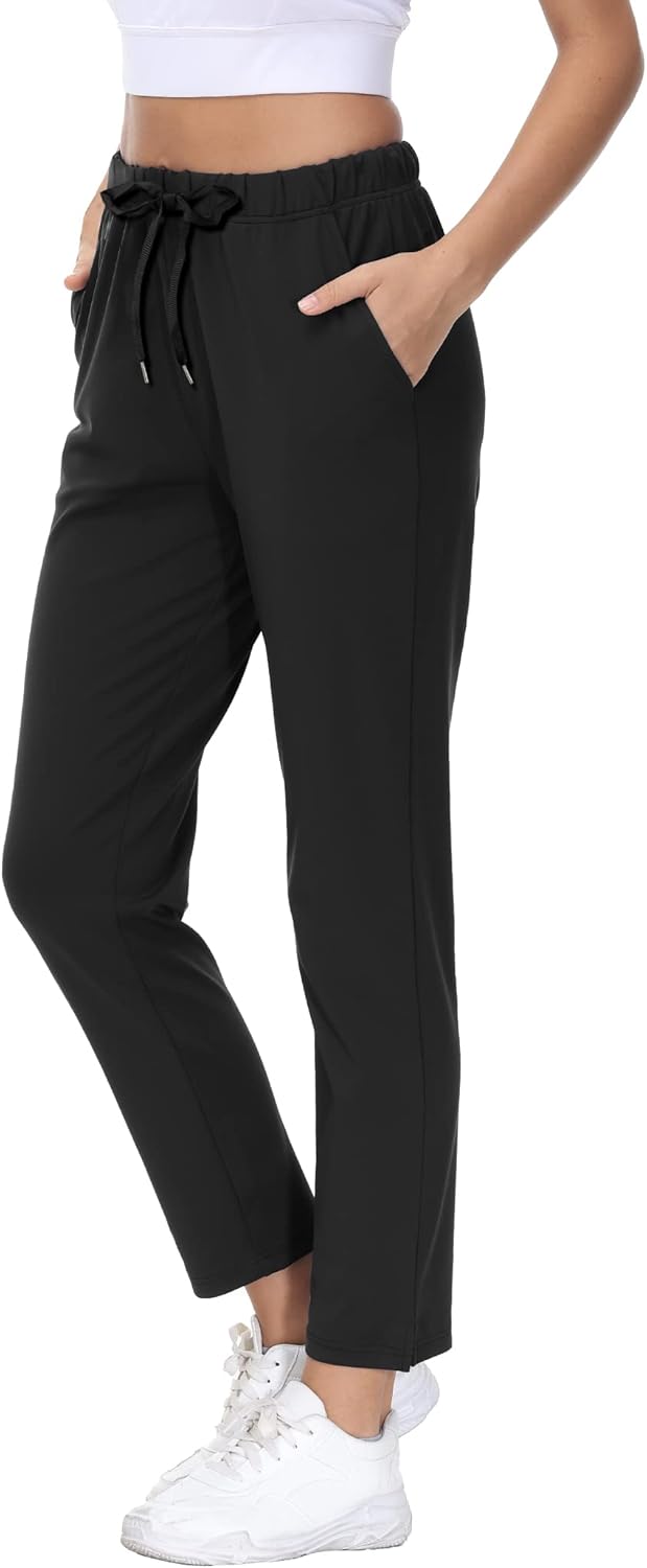 COZZIPLUS Women's Lightweight Capri Pants with Pockets, High Waist Wide Leg Quick-Dry Cropped Pants for Yoga & Travel - Image 2