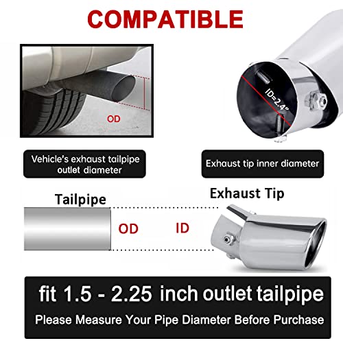 Image of Dsycar Universal 1.5-2.25 Inch Adjustable Inlet Exhaust Tips, Curved Style