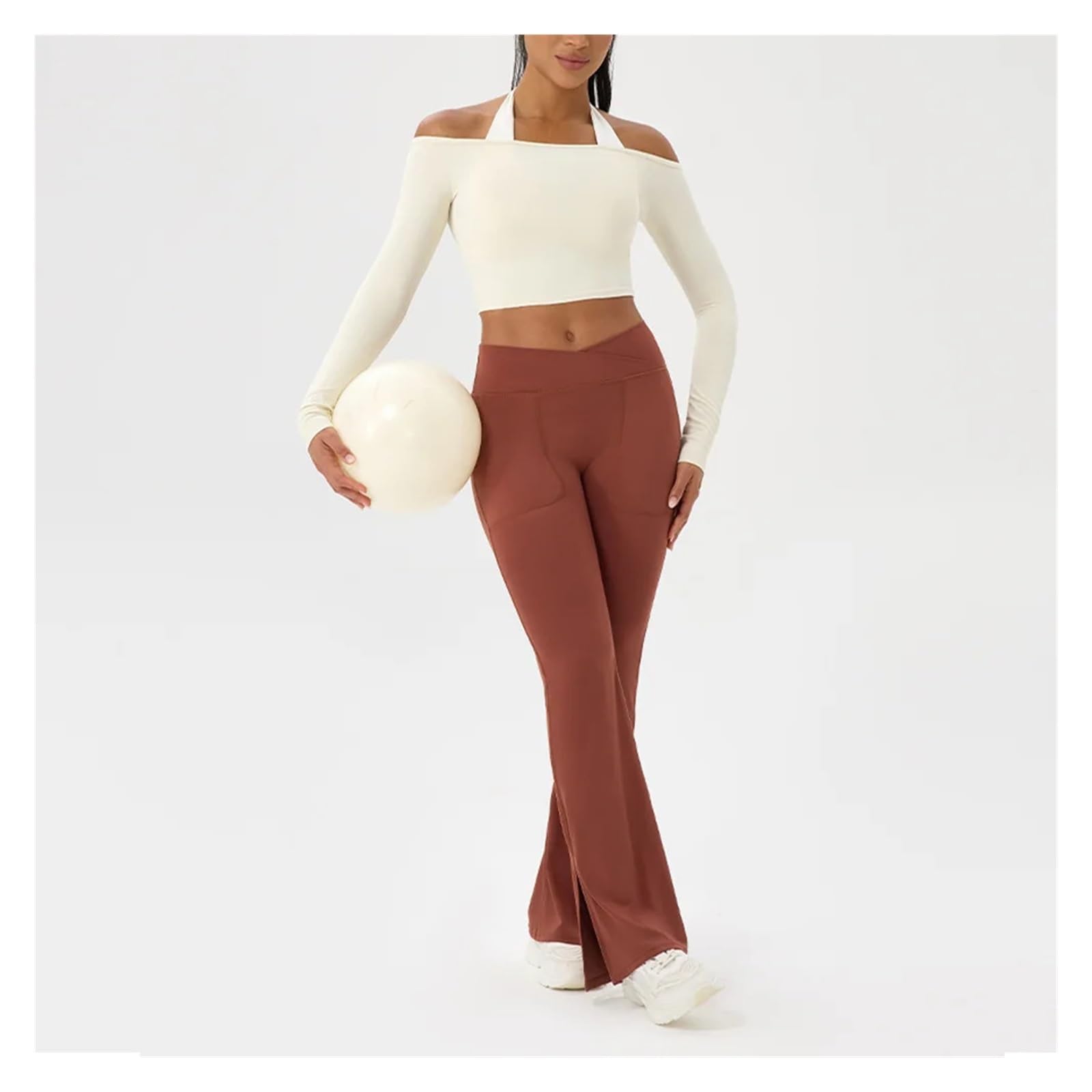Top Yoga a Maniche Lunghe Donna Maglietta Yoga a Maniche Lunghe | Abbigliamento fitness aderente monospalla da donna Top Nude Feel Camicie da yoga