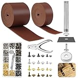363 Pcs Leather for Crafts Kit 140 Inches Leather Straps Flat with 1 2 Inch Wide 360 Rivets and 1 Double Rivet Tubular Setting Craft Tool for DIY Bags Craft Repairs Decoration