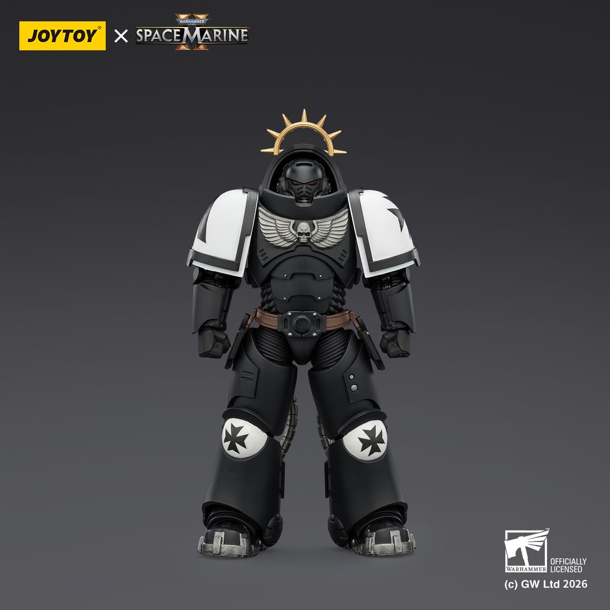 HIPLAY JOYTOY Warhammer 40,000: Space Marine 2 Black Templars Heavy Intercessor z ciężkimbinem bolt i pistoletem bolt (JT03721 Edycja Gry) Figurka akcji 1/18