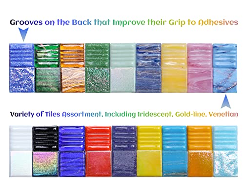 Lanyani 3/4 Inch Metallic Glass Mosaic Tiles Variety Mix Color Vitreous Square Mosaic Pieces Tile For Art Crafts - 2 Pounds Bulk #TOP1