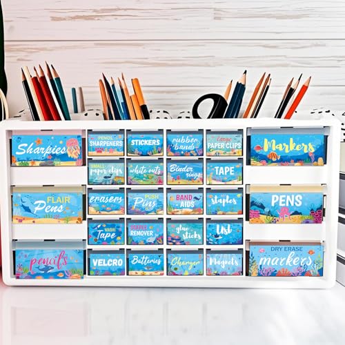 Autocollants boîte à outils salle de classe et étiquettes pour organisateur thème de la mer