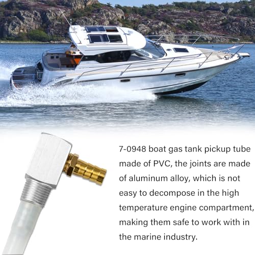 Image of Universal 12 inch Marine Fuel Tank Pickup Tube with Strainer, Polyethylene Fuel Pickup Tube with Brass Barb Connector, Fits Standard Universal Boat Fuel Tank, Replaces Part 7-0948