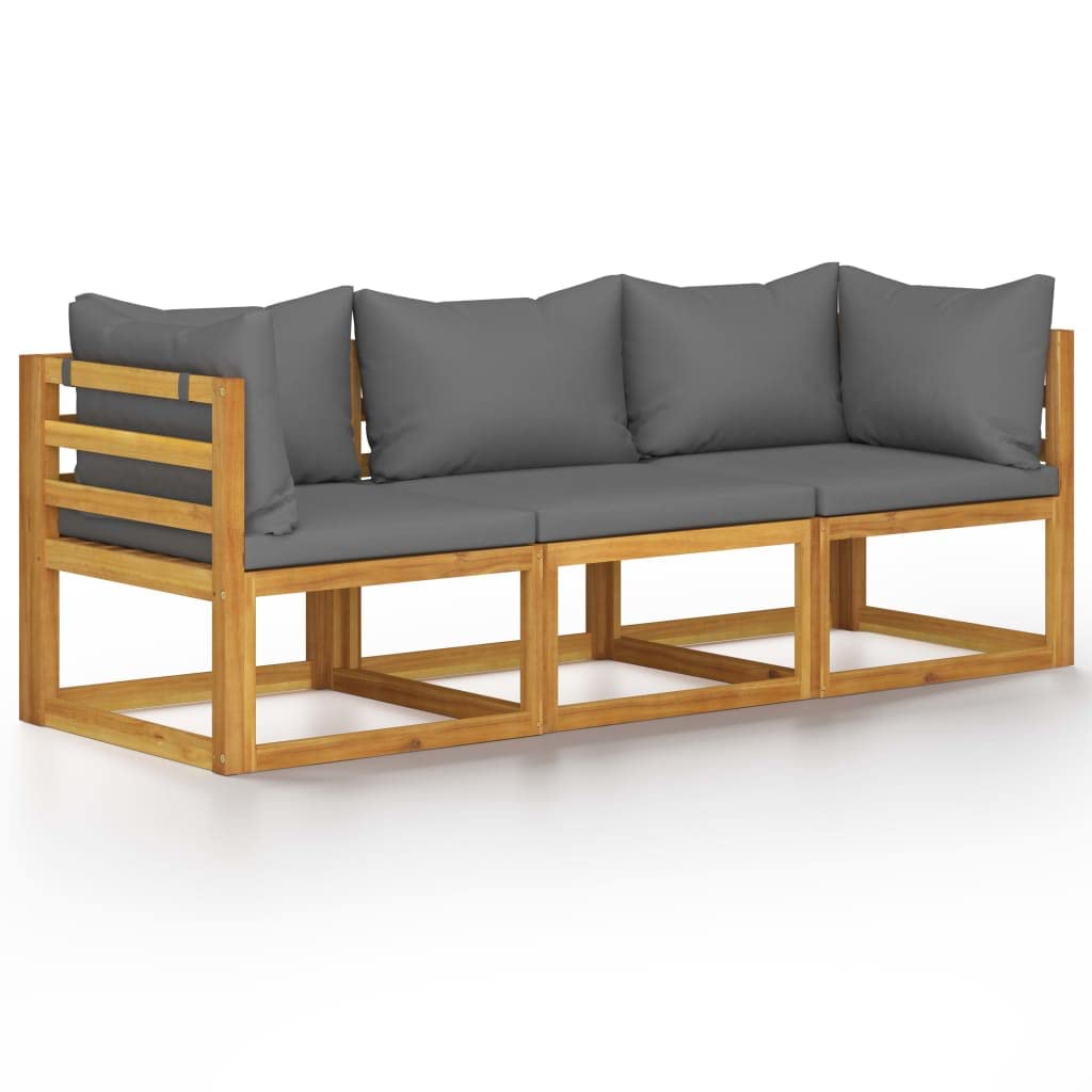 vidaXL Canapé de Jardin à 3 Places avec Coussin Bois d'acacia Massif