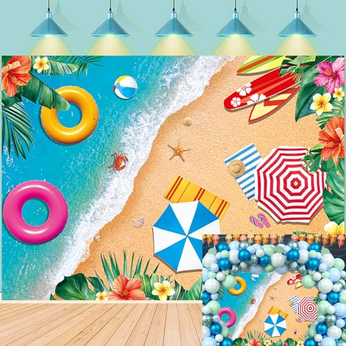 Décoration de fête d'anniversaire hawaïenne avec feuilles de palmier pour fond de studio