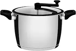 Pipoqueira Tramontina Allegra em Aço Inox com Fundo Triplo e Tampa de Vidro com Borda de Silicone 22 cm 5,6 L