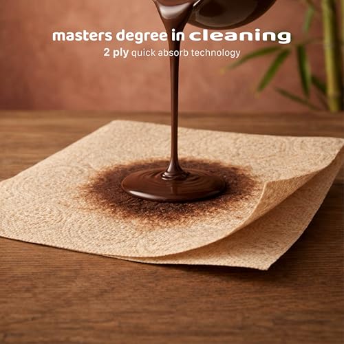 Image of Bamboo Kitchen Paper Roll - 80 Sheets - No Chlorine, Unbleached | 2 Ply Highly Absorbent Kitchen Tissue Paper | Food-Safe, Tree-Free Eco Friendly Alternative to Regular Paper Towels