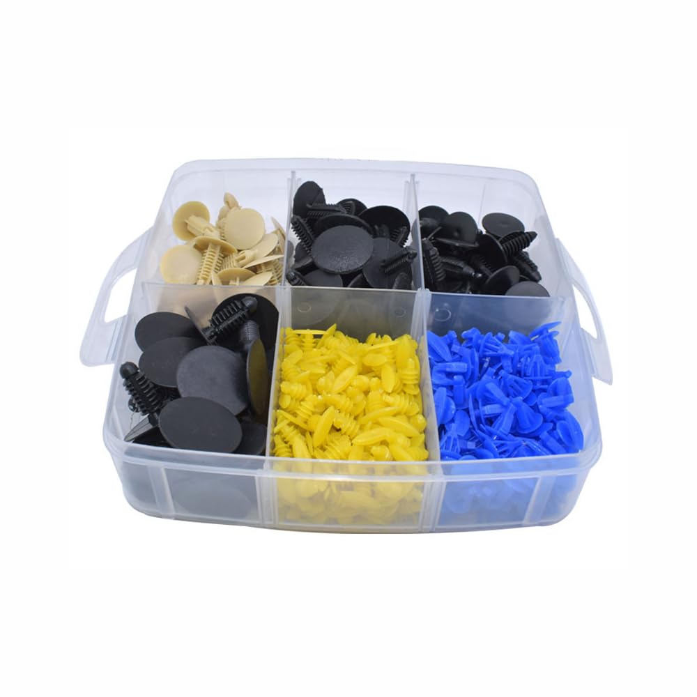650 Stück Auto Befestigung Clips, Universal Stoßstangen Zierleisten Plastikklips Set, Spreiznieten Karosserie Befestigungssatz Black