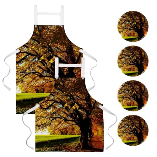 Tablier de cuisine pour nettoyage restaurant et bar lot de 2 arbres de la forêt