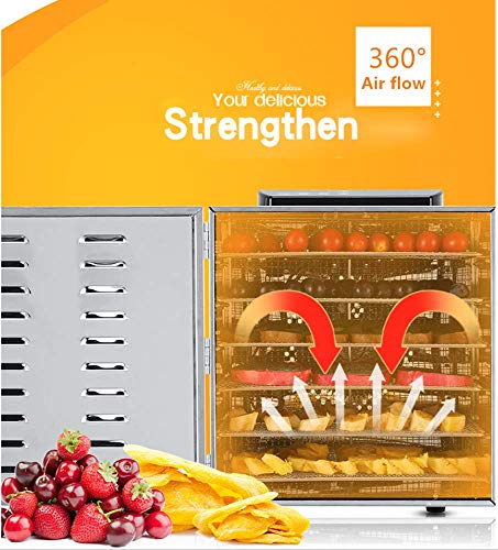 Food Dehydrator Machine 6 Trays Stainless Steel Electric Food Dryer Digital Adjustable Timer and Temperature Control for Jerky, Herb, Meat, Beef, Fruit